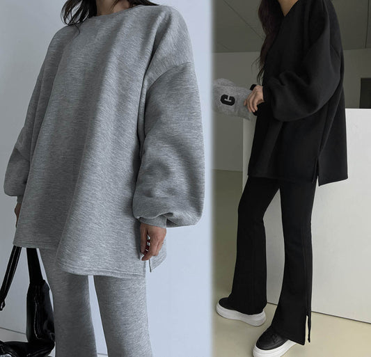 バルーンスリーブ スウェット スリム フレア パンツ SET◆ 起毛