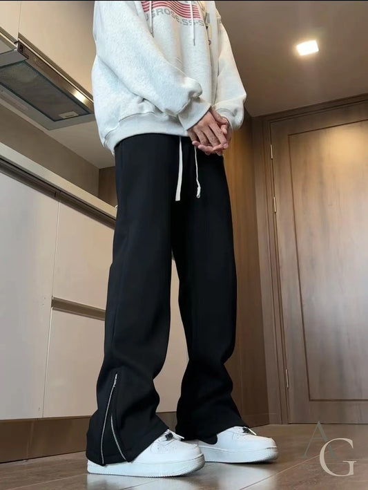 メンズ フレア パンツ スウェット 裾ファスナー