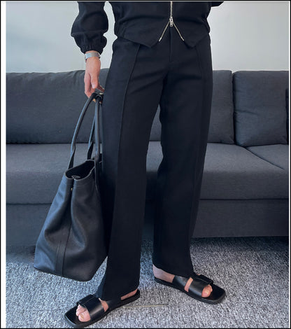 スエットパンツ ストレートシルエット きれいめ 大人 お出かけ