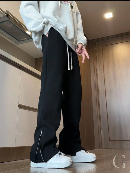 メンズ フレア パンツ スウェット 裾ファスナー