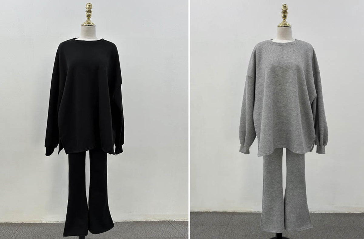 バルーンスリーブ スウェット スリム フレア パンツ SET◆　起毛