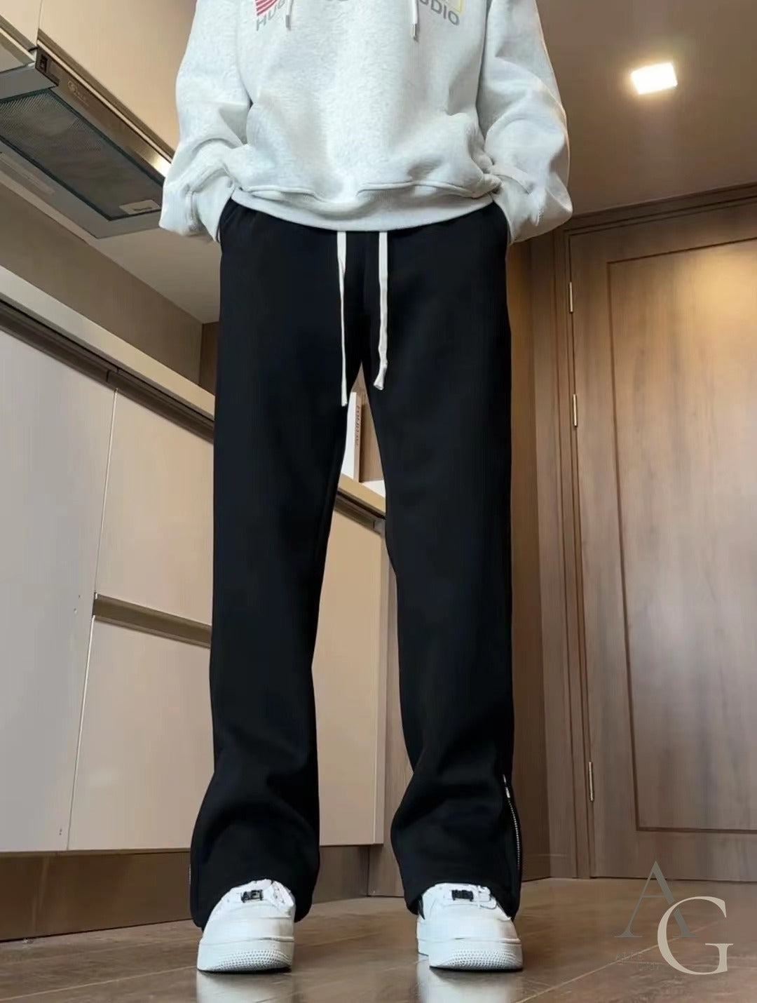 メンズ フレア パンツ スウェット 裾ファスナー