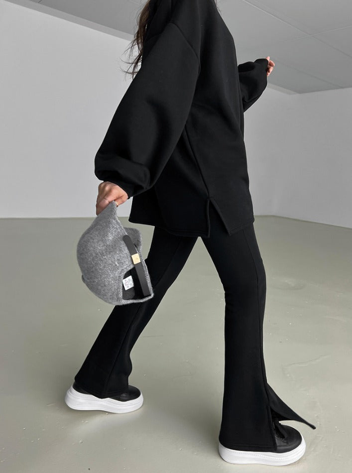 バルーンスリーブ スウェット スリム フレア パンツ SET◆　起毛