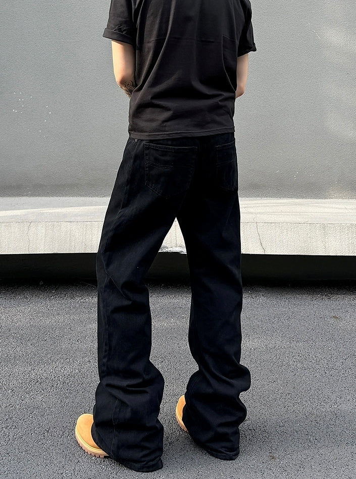 韓国 メンズ フレア デニム ブラックパンツ カジュアル nra007